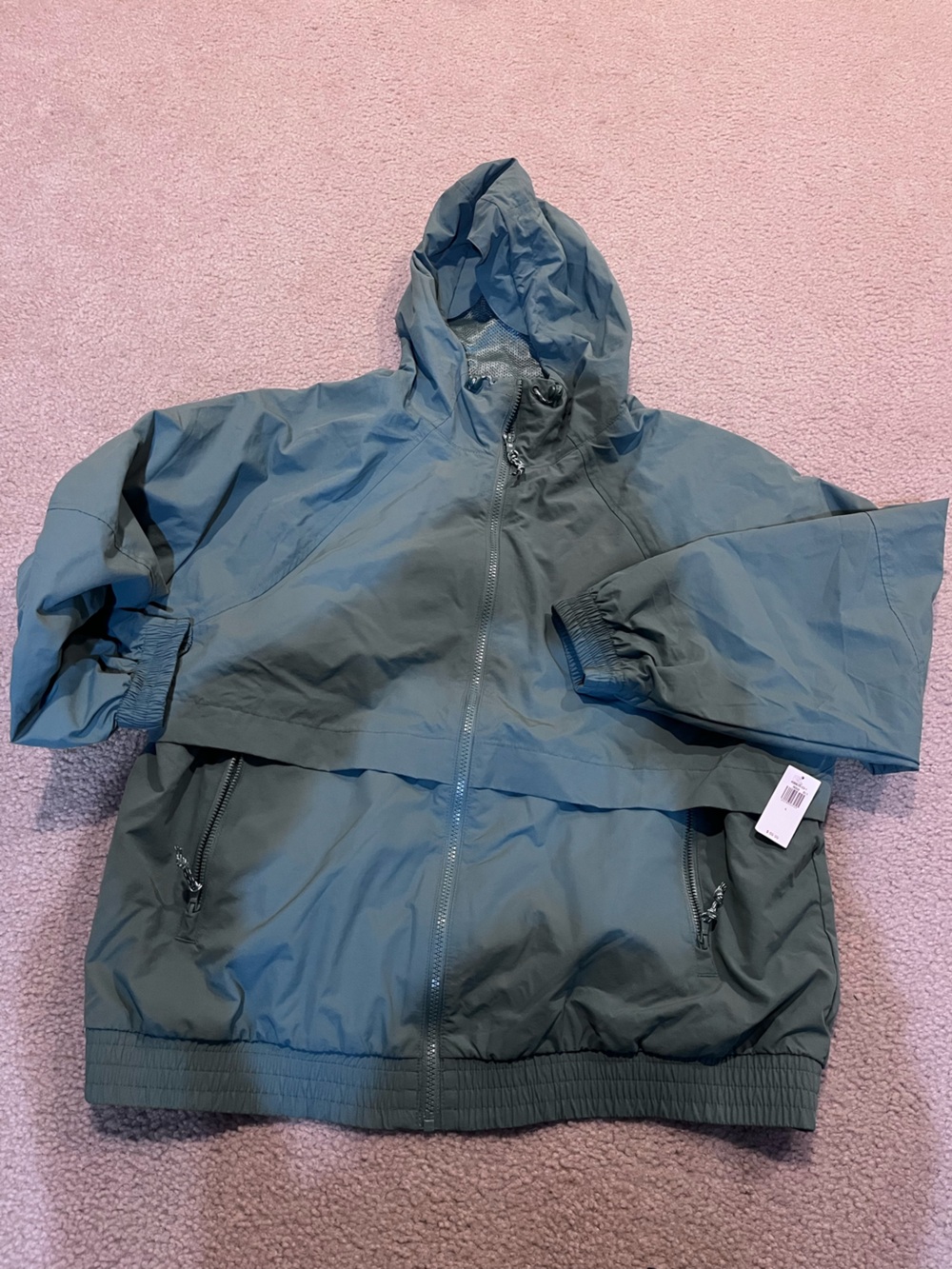 NWT men’s large green Hooded Raincoat rain jacket